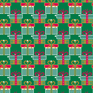  绿色礼盒矢量图案背景