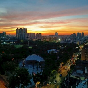 城市黄昏美景 夕阳