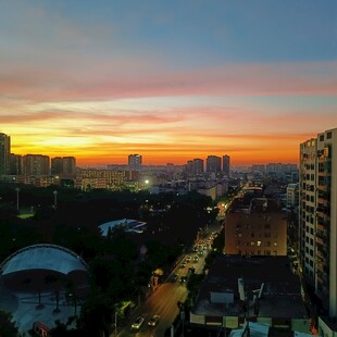 城市黄昏美景 夕阳