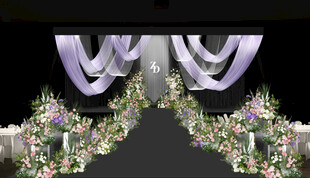 紫色飘带 水晶婚礼效果图