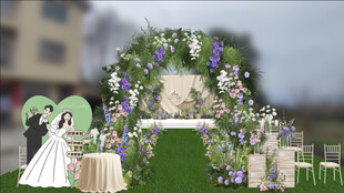 户外清新风婚礼拱门布置