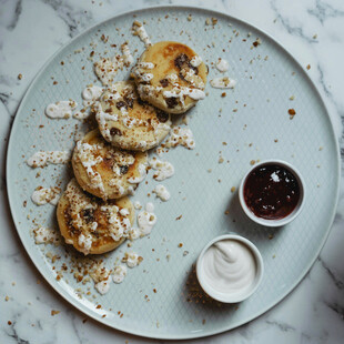 烤香蕉配蘸酱美食摆盘