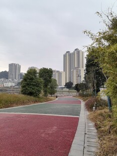 城市中的彩色健身步道