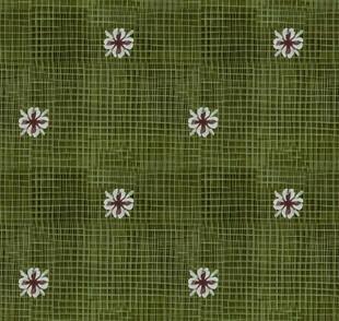 绿色底纹带小花图案布料