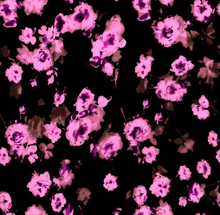 粉色花卉黑色背景图案