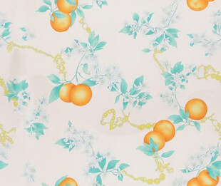 清新柑橘花卉印花布料