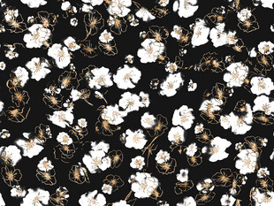 黑色背景上的白色棉花图案