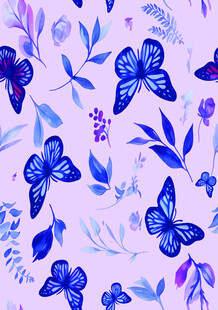 紫色花卉蝴蝶图案背景