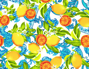 清新水果花卉图案背景