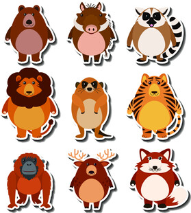 可爱卡通动物贴纸集合