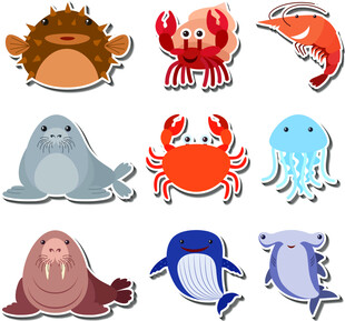 海洋动物卡通形象集合