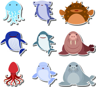 可爱海洋动物卡通形象