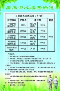 康复中心收费标准表