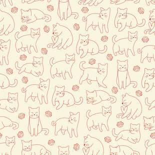 可爱猫咪图案背景纹理