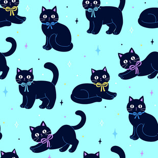 可爱黑猫图案背景设计