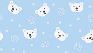 北极熊图案蓝色背景布料