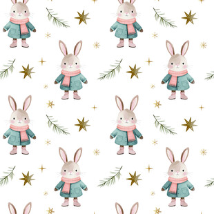 可爱兔子圣诞图案背景