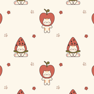 可爱水果女孩无缝图案