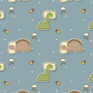 可爱恐龙图案的蓝色背景