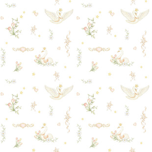 清新花卉飞鸟图案背景