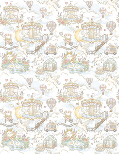 卡通小熊热气球图案背景