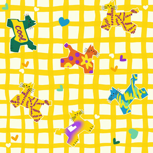 黄色背景多彩玩具图案