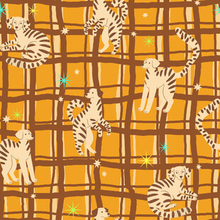 老虎图案的格子背景纹理
