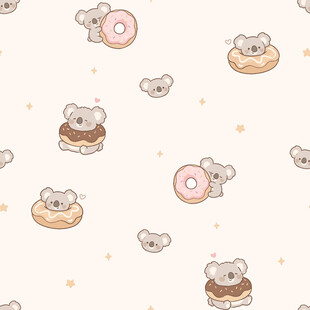 可爱小熊与甜甜圈图案