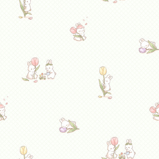 可爱兔子花卉图案背景