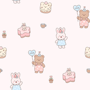 可爱小熊小兔卡通图案背景