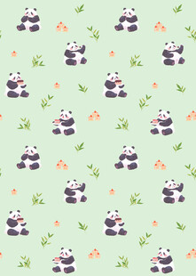 熊猫花卉图案背景设计