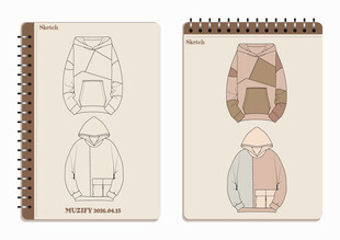 线圈本 2款入拼接卫衣手稿