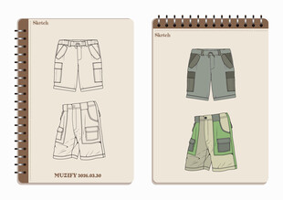 线圈本 休闲短裤手稿