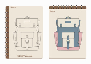 线圈本 背包手绘稿