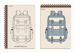 线圈本 背包手绘稿