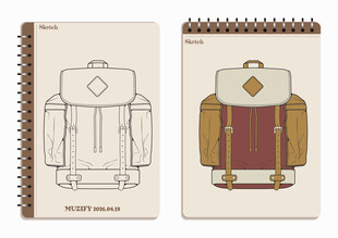 线圈本 背包手绘稿