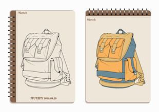 线圈本 背包手绘稿
