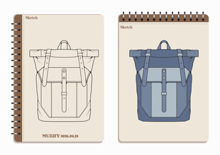 线圈本 背包手绘稿