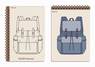 线圈本 背包手绘稿