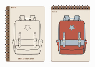 线圈本 背包手绘稿