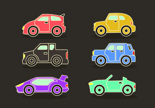 多彩卡通汽车图标集合