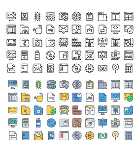 计算机服务多彩简洁图标集合展示