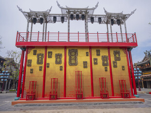 中式传统红色建筑景观