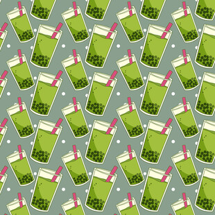 绿色饮品图案无缝背景图