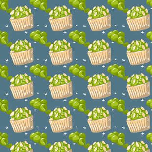 抹茶纸杯蛋糕图案背景图片