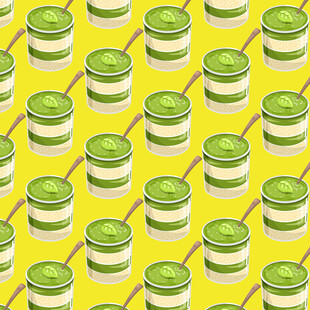 黄色背景抹茶甜品图案背景