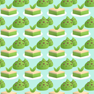 清新抹茶蛋糕图案背景