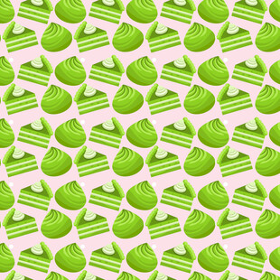 绿色蛋糕图案无缝背景