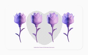 紫色花朵心形图案插画