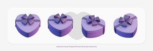 紫色心形礼盒摆件